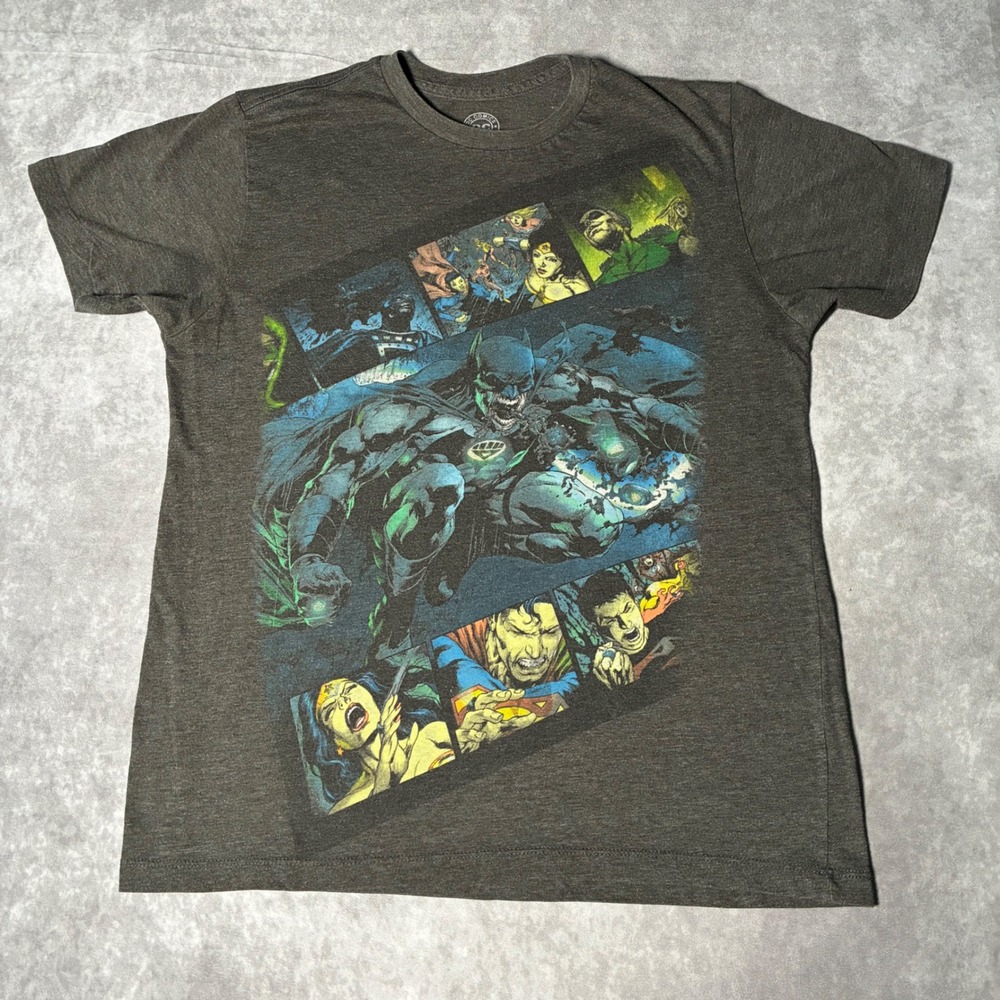 DC Comics Originals Mens Justice League Batman Superman Graphic T-Shirt Gray M